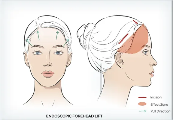 Endoscopic brow lift technique illustration