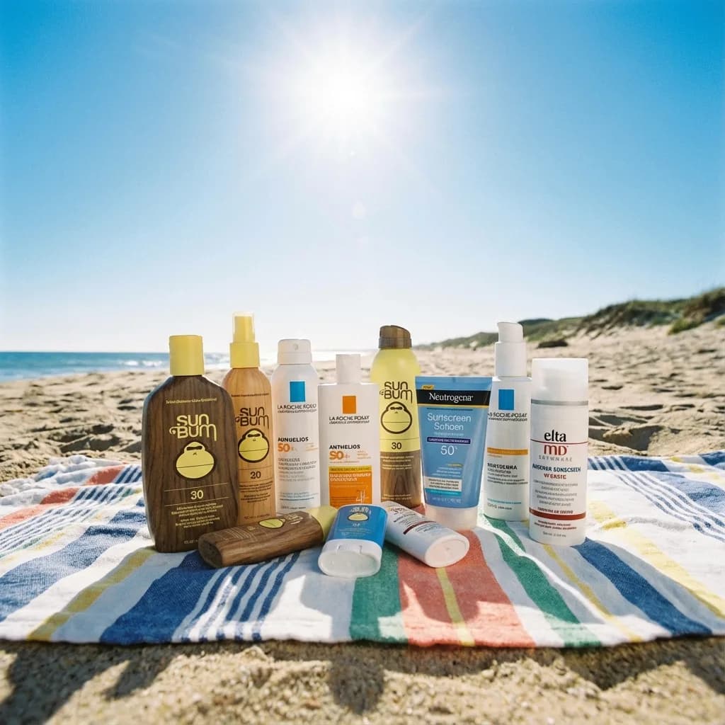 Sunscreen application illustrating mineral and chemical filters