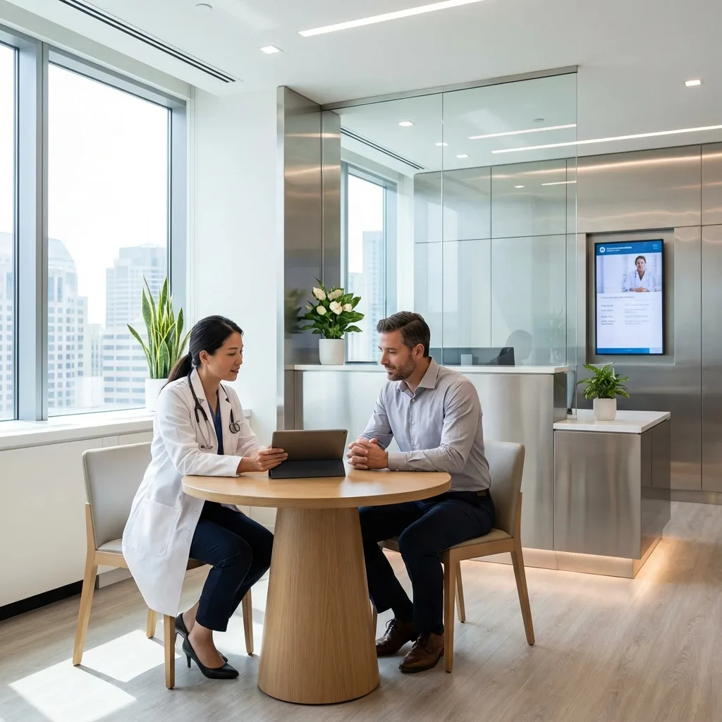Consultation illustrating the surgeon and patient relationship
