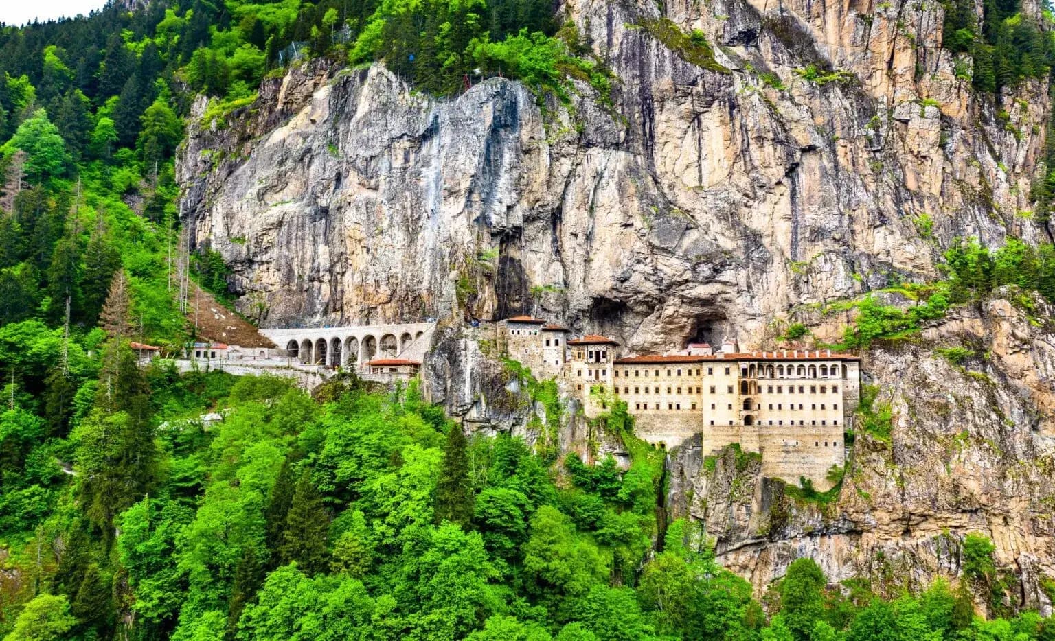 Sumela Monastery on a cliff face in Turkey's Black Sea region